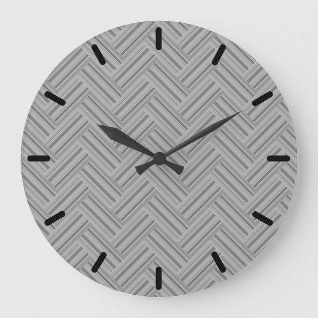 Graue Streifen Große Wanduhr (Vorderseite)