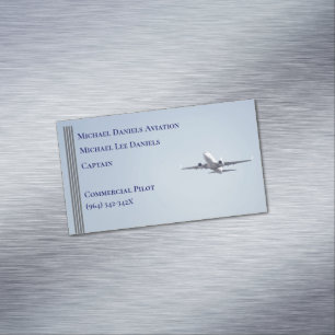 Graue Streifen Kommerzieller Flugzeugkapitän Pilot Magnetische Visitenkarte