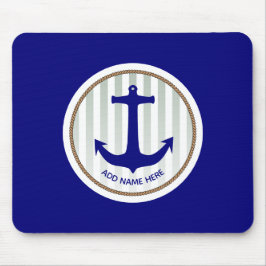 Graue Streifen und blauer Anker Mousepad