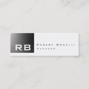 Graue Streifen weiße Monogram Skinny Business Card Mini Visitenkarte