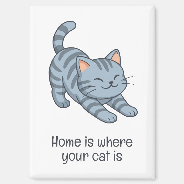 Graue Streifenkatze mit individuellem Text Magnet (Vorderseite)