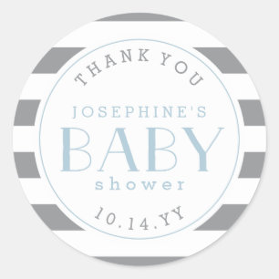 Graue Stripe Babydusche Danke Stickers
