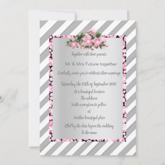 Graue Stripe rosa Blume laden neue Golddiamanten e Einladung