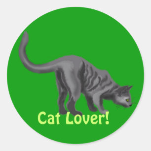 Graue Tabby Cat Lover Geschenke Runder Aufkleber
