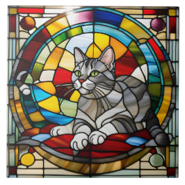 Graue Tabby gestanztes Glas Decorative Tile Fliese