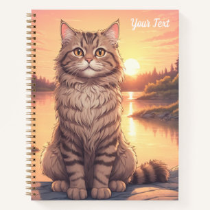 Graue Tabby-Katze am See Notizbuch