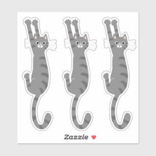 Graue Tabby-Katze   Funny Gray Striped Cat Aufkleber