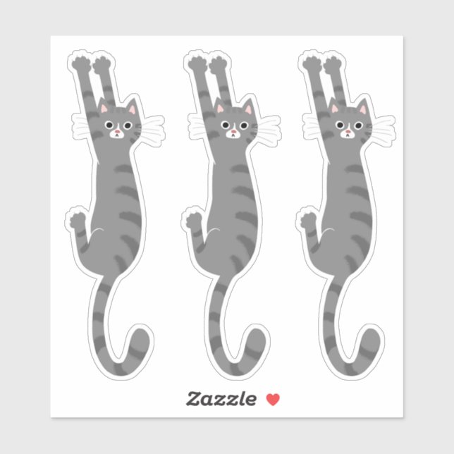 Graue Tabby-Katze | Funny Gray Striped Cat Aufkleber (Blatt)