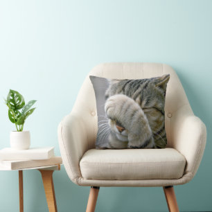 Graue Tabby-Katze Makro Kissen