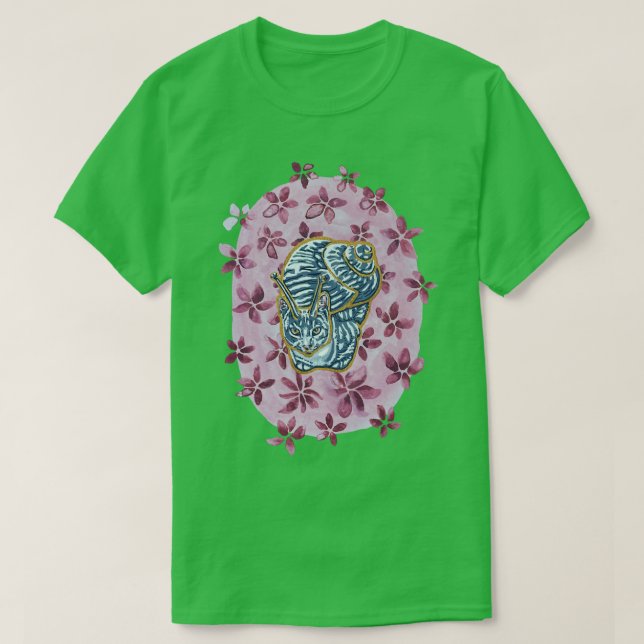 Graue Tabby-Katzen-Schnecke T-Shirt (Design vorne)