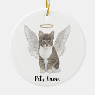 Graue Tabby-Katzen-Sympathie-Gedenken Keramik Ornament