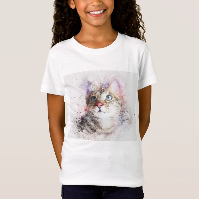 Graue Tabby-Katzen-T - Shirt-Mädchen T-Shirt (Vorderseite)