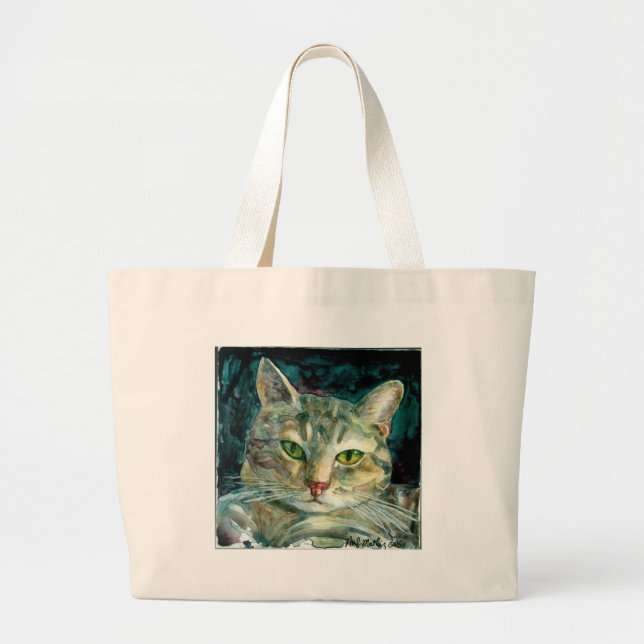 Graue Tabby-Tasche Jumbo Stoffbeutel (Vorne)