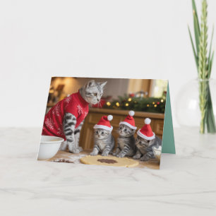 Graue Tabby-Weihnachtsplätzchen-Karte Karte