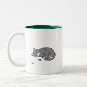 graue Tabbykatzen-Tasse Zweifarbige Tasse