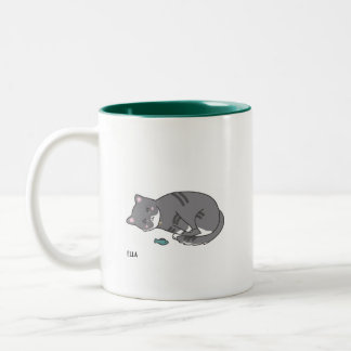 graue Tabbykatzen-Tasse Zweifarbige Tasse