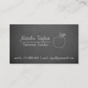Graue Tafel Apple Vertretungslehrer Visitenkarte