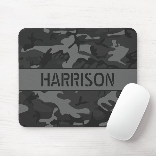 Graue Tarnung Monogramm Mousepad (Mit Mouse)