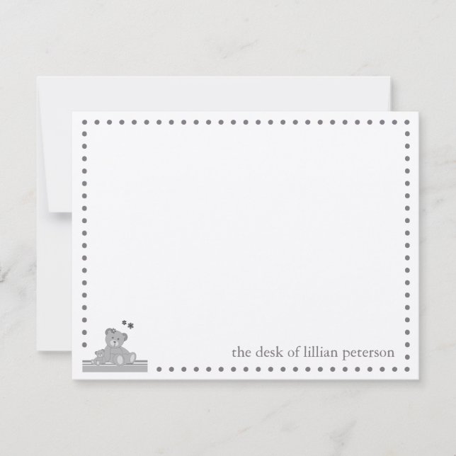 Graue Teddy Bears Personalisierte Note Card Mitteilungskarte (Vorderseite)