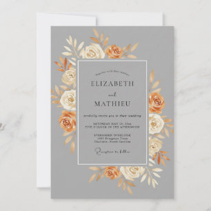 Graue Terrakotta-Rosen-Hochzeit Einladung