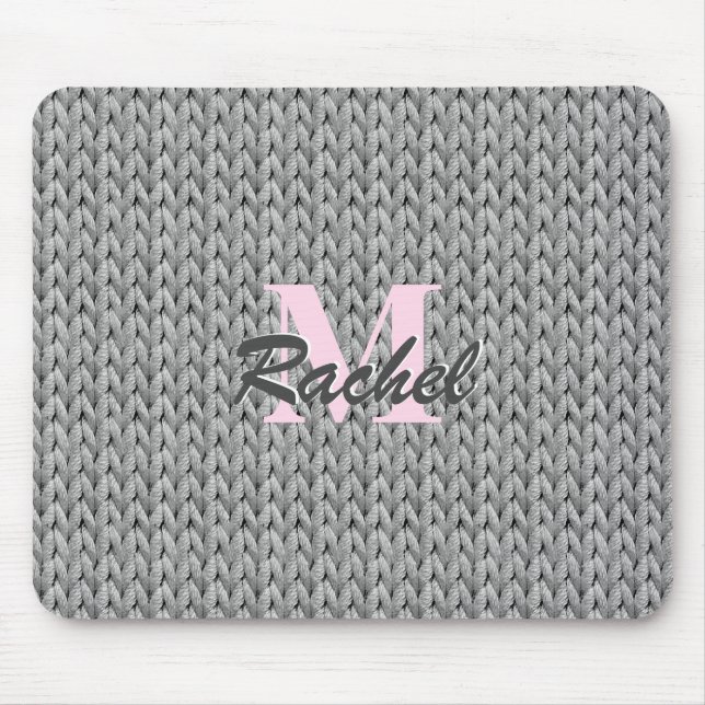 Graue Textur-Maus-Pad mit Monogramm Mousepad (Vorne)