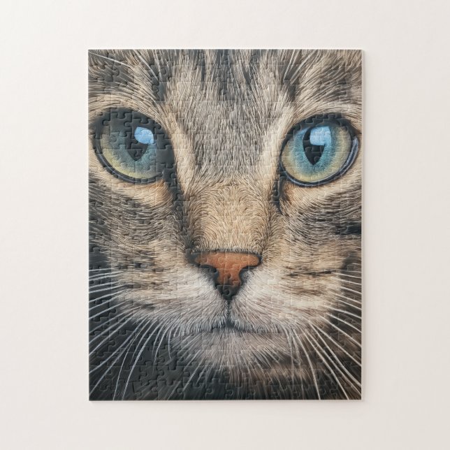 Graue Tischkatzennähe Puzzle (Vertikal)