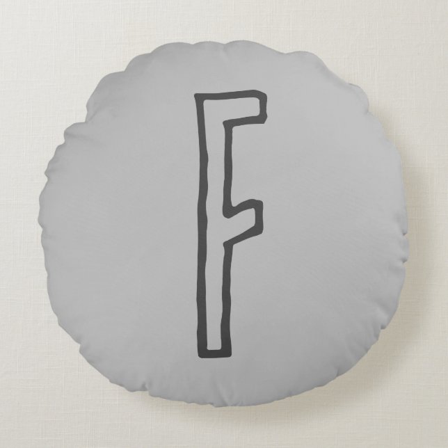 Graue Tones Anfangsbuchstaben Mit Monogramm Schlic Rundes Kissen (Vorderseite)