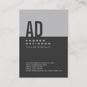 Graue Trendy Strip Monogram White Business Card Visitenkarte