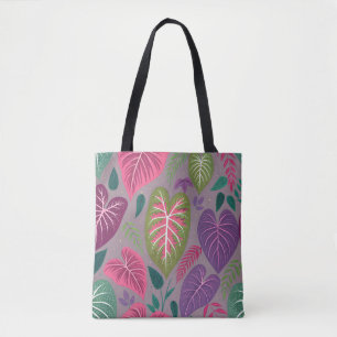 Graue tropische Herzblatt-Muster-Tasche
