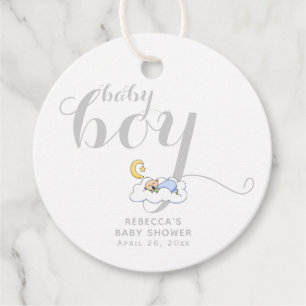 Graue Typografie und schlafende Babydusche Geschenkanhänger