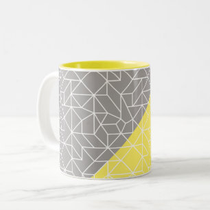 Graue u. gelbe geometrische zwei Ton-Tasse Zweifarbige Tasse