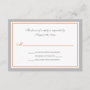 Graue u. orange Hochzeits-Empfang UAWG Karten