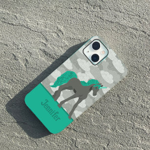 Graue und Aquamarine Einhorn Personalisiert Case-Mate iPhone 14 Hülle