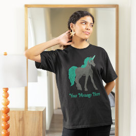 Graue und Aquamarine Einhorn Personalisiert T-Shirt