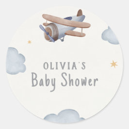 Graue und beige Wasserfarbendusche Runder Aufkleber