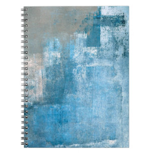 Graue und blaue abstrakte Kunstmalereilabstrakt, m Notizblock