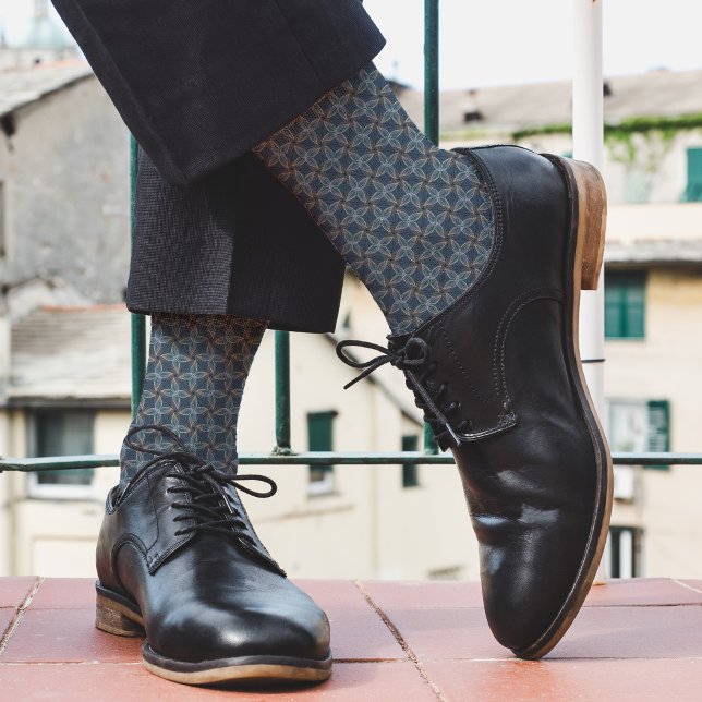 Graue und blaue Abstrakte Pflanze Muster Coole Nat Socken (Von Creator hochgeladen)