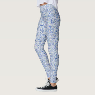 Graue und blaue durchbrochene Spitzenmuster vintag Leggings