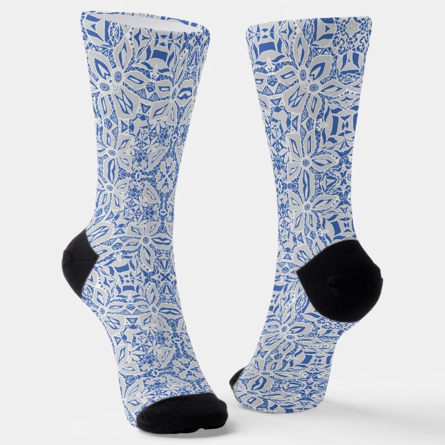 Graue und blaue durchbrochene Spitzenmuster vintag Socken (Gewinkelt)