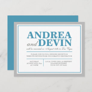 Graue und blaue Hochzeitsempfehlung NUR Einladunge Einladung