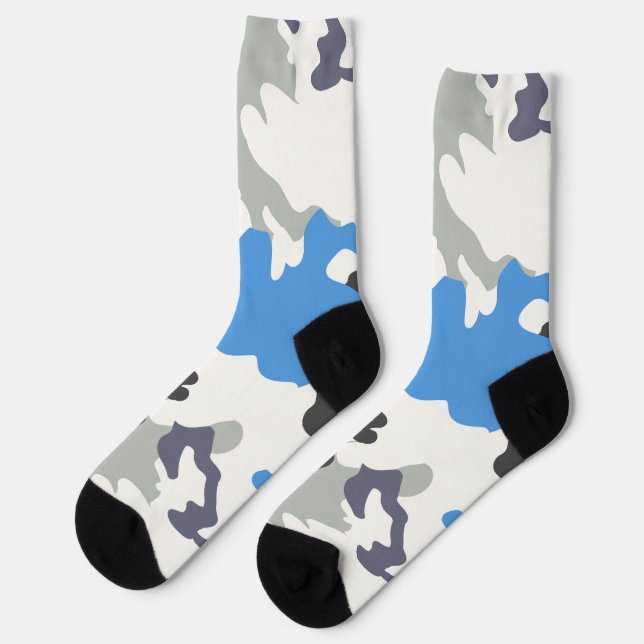 Graue und blaue Tarnmuster-Socken Socken (Linkes Detail)