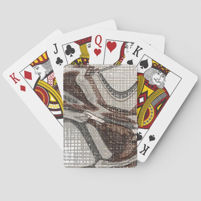 Graue und braune Abstrakte Kunst Spielkarten (Rückseite)