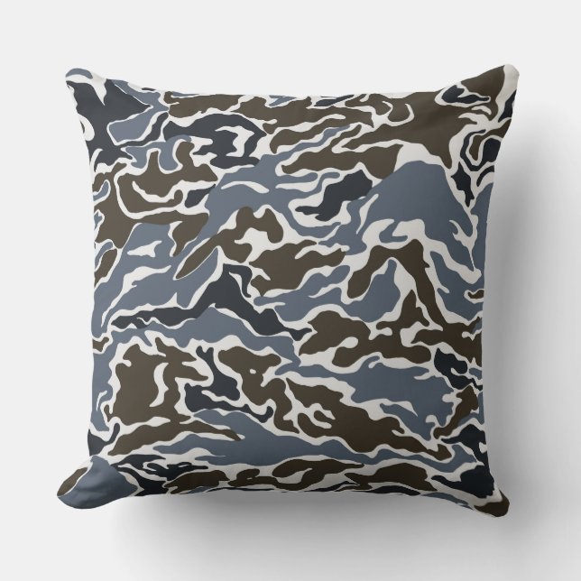 Graue und braune Camouflage Kissen (Vorderseite)