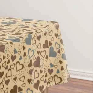 Graue und braune Herzmuster Tischdecke