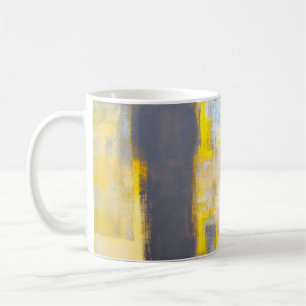 Graue und gelbe Abstrakte Kunstmalerei, Kaffeetasse
