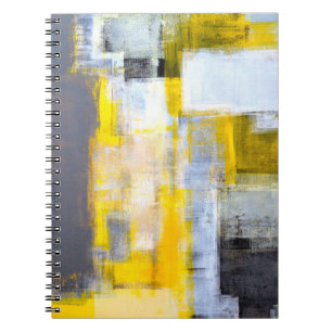 Graue und gelbe abstrakte Kunstmalereiabstract,art Notizblock