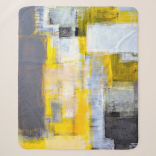 Graue und gelbe abstrakte Kunstmalereilabstrakt,ku Sherpadecke
