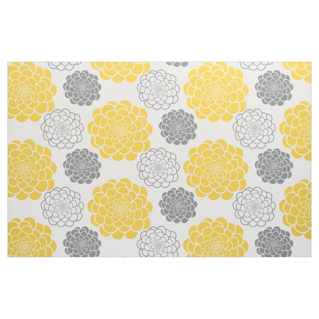 Graue und gelbe Blumen Stoff (Fat Quarter (45,7 x 55,9 cm))