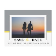 Graue und gelbe Hochzeit Speichern Sie das Date Fo