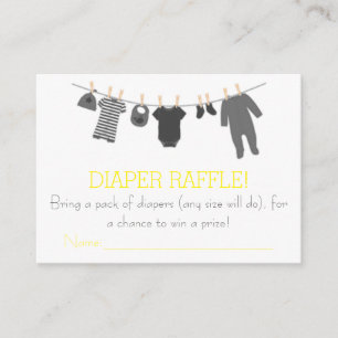 Graue und gelbe Kleine Kleidung Diaper Raffle Tick Begleitkarte